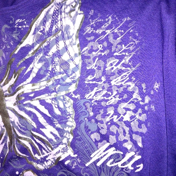 ☆NWT☆Gorgeous Plus Size Mi Manchi Royal Purple Silver Metallic Butterfly Blouse☆ - Picture 15 of 15